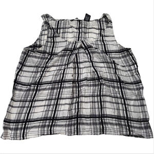 New York & Company 100% Silk Black and White Plaid Tank Top